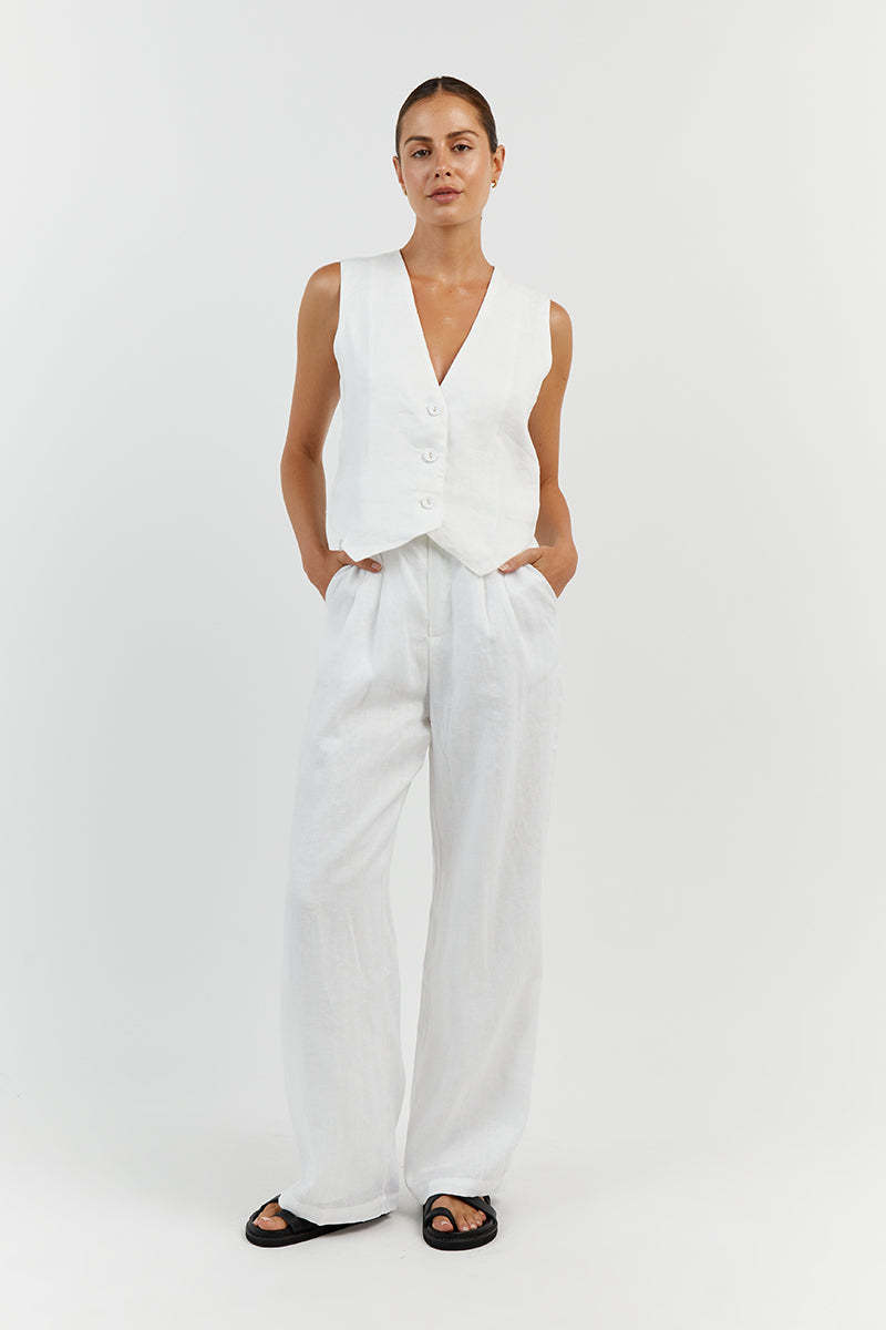 Sleeveless Linen Vest Pant Set-Cozy Knit Sets