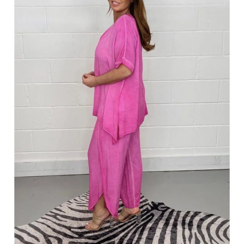 2 Piece Floaty Sleeved Trouser Set-Cozy Knit Sets