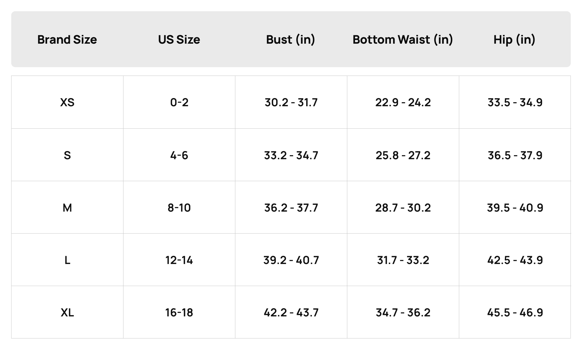 Size Chart