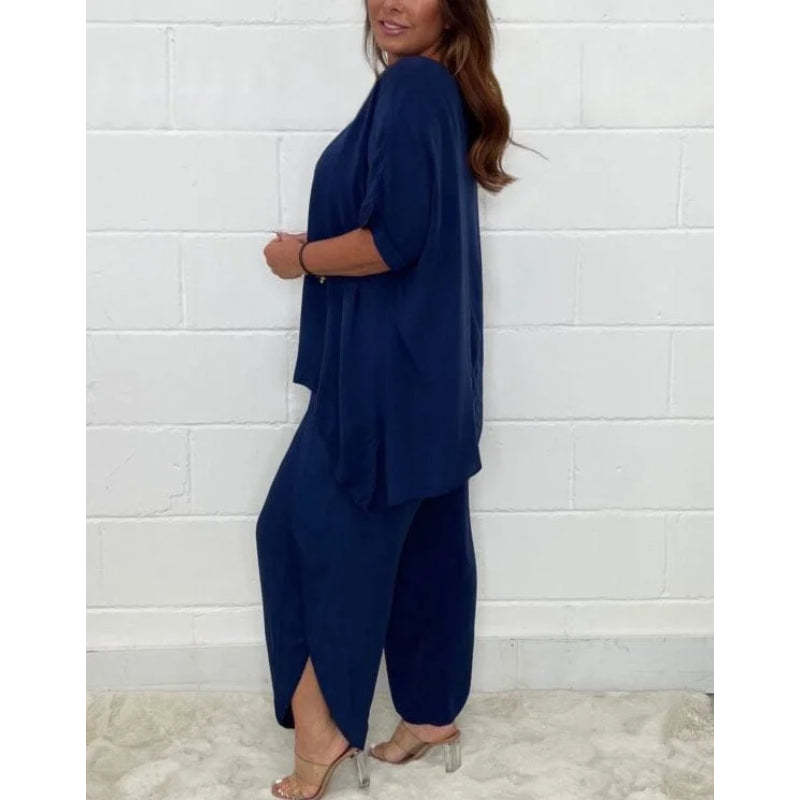 2 Piece Floaty Sleeved Trouser Set-Cozy Knit Sets