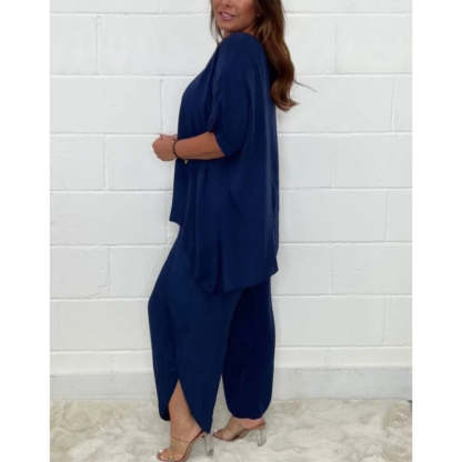 2 Piece Floaty Sleeved Trouser Set-Cozy Knit Sets