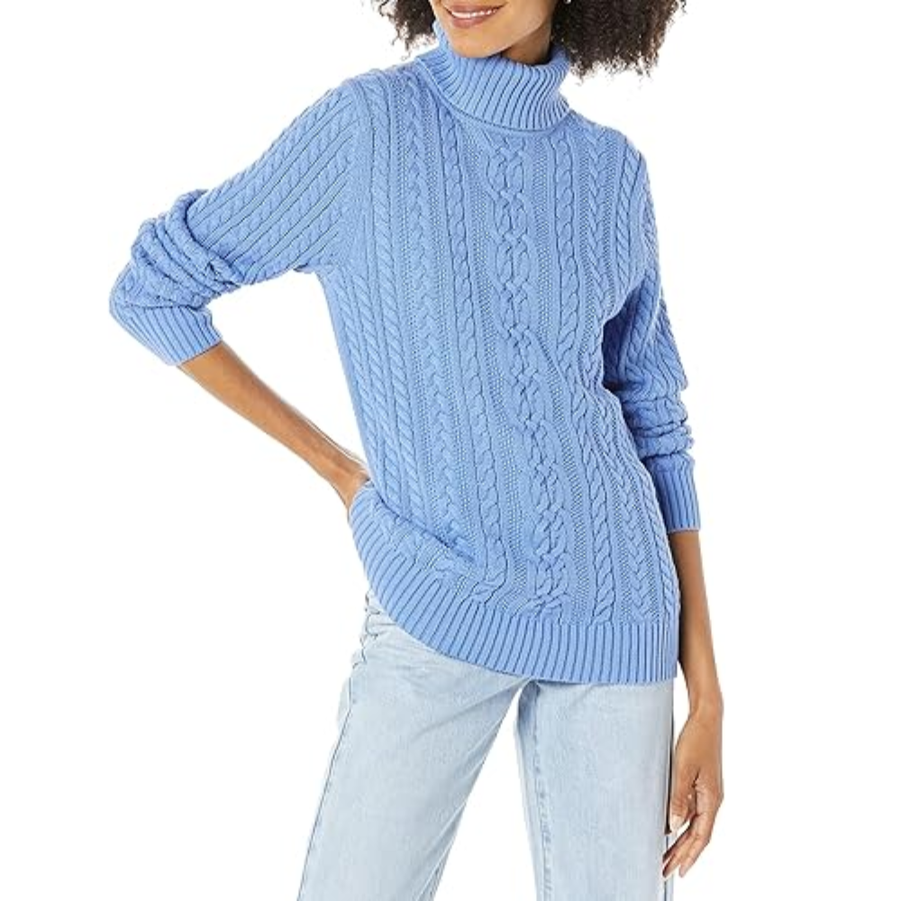 Women's Fisherman Cable Turtleneck Sweater