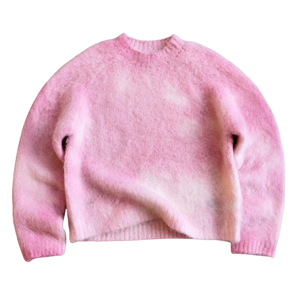 Soft Mohair Knit Sweater With Reversible Textures