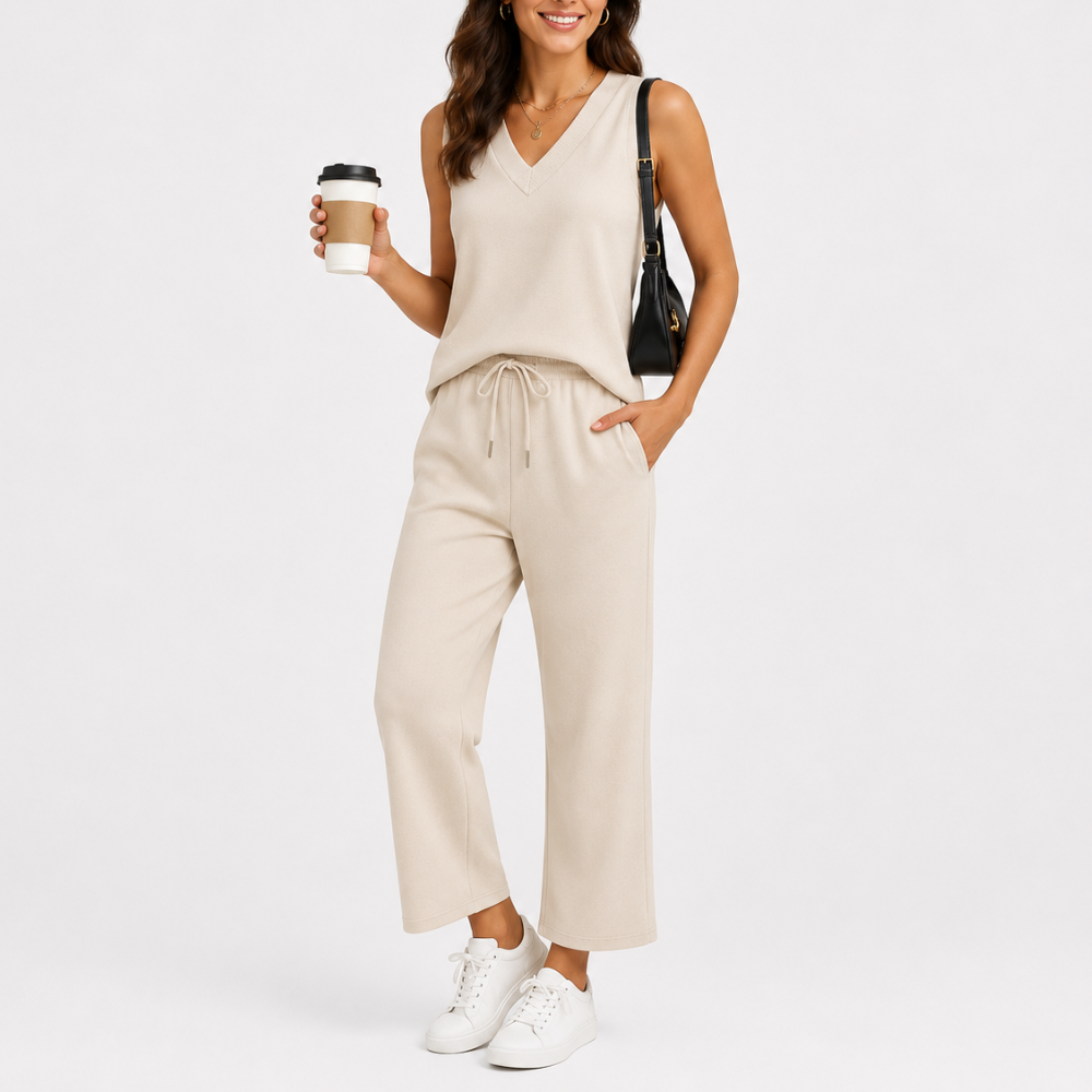 2 Piece Summer Outfits Matching Lounge Set Wide Leg Crop Pants For Women