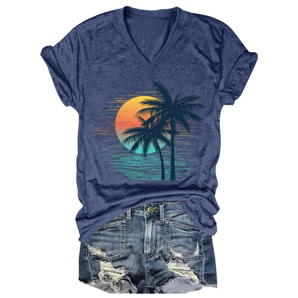 Casual Printed Short Sleeve T Shirt For Women