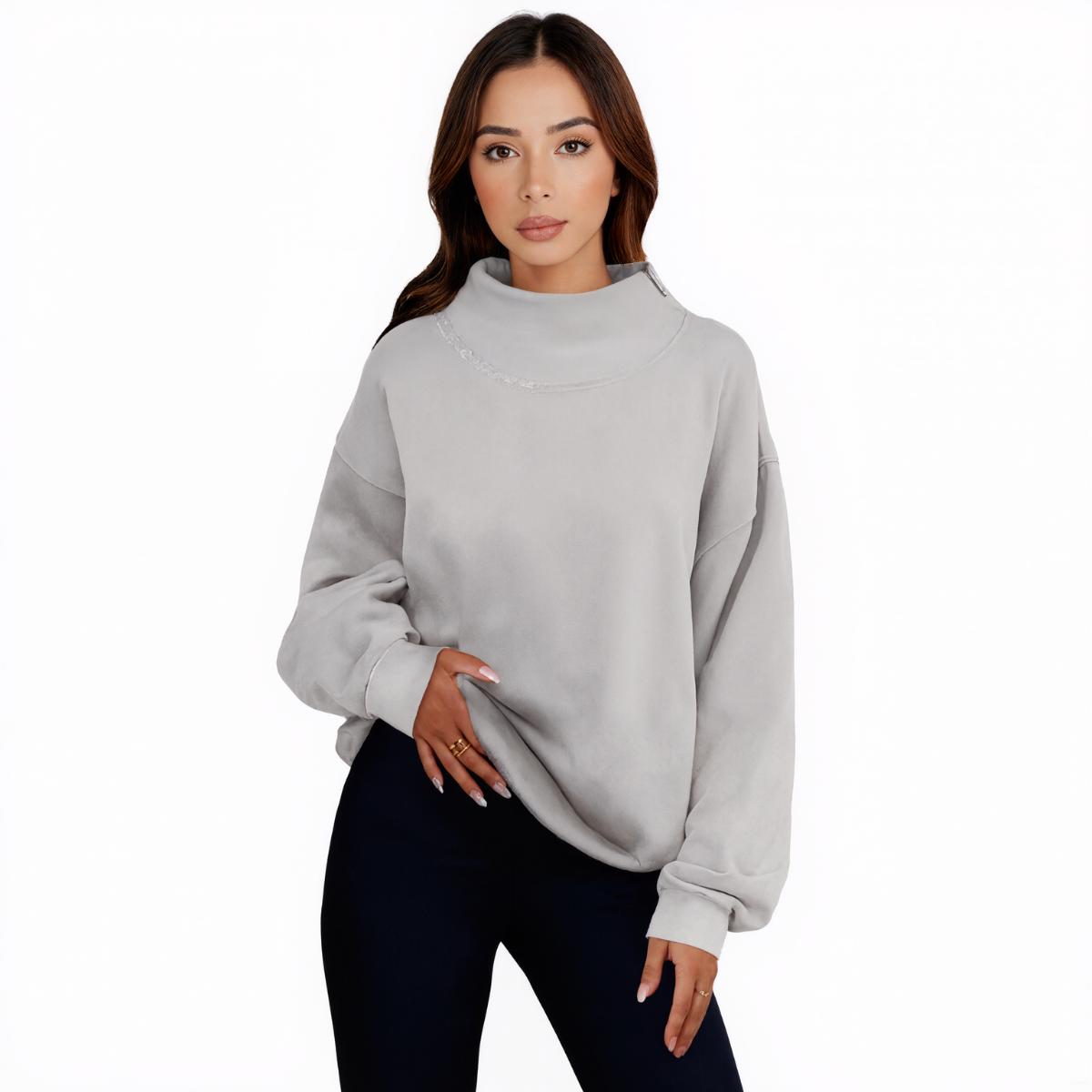 Women Oversized Turtleneck Pullover Sweatshirt
