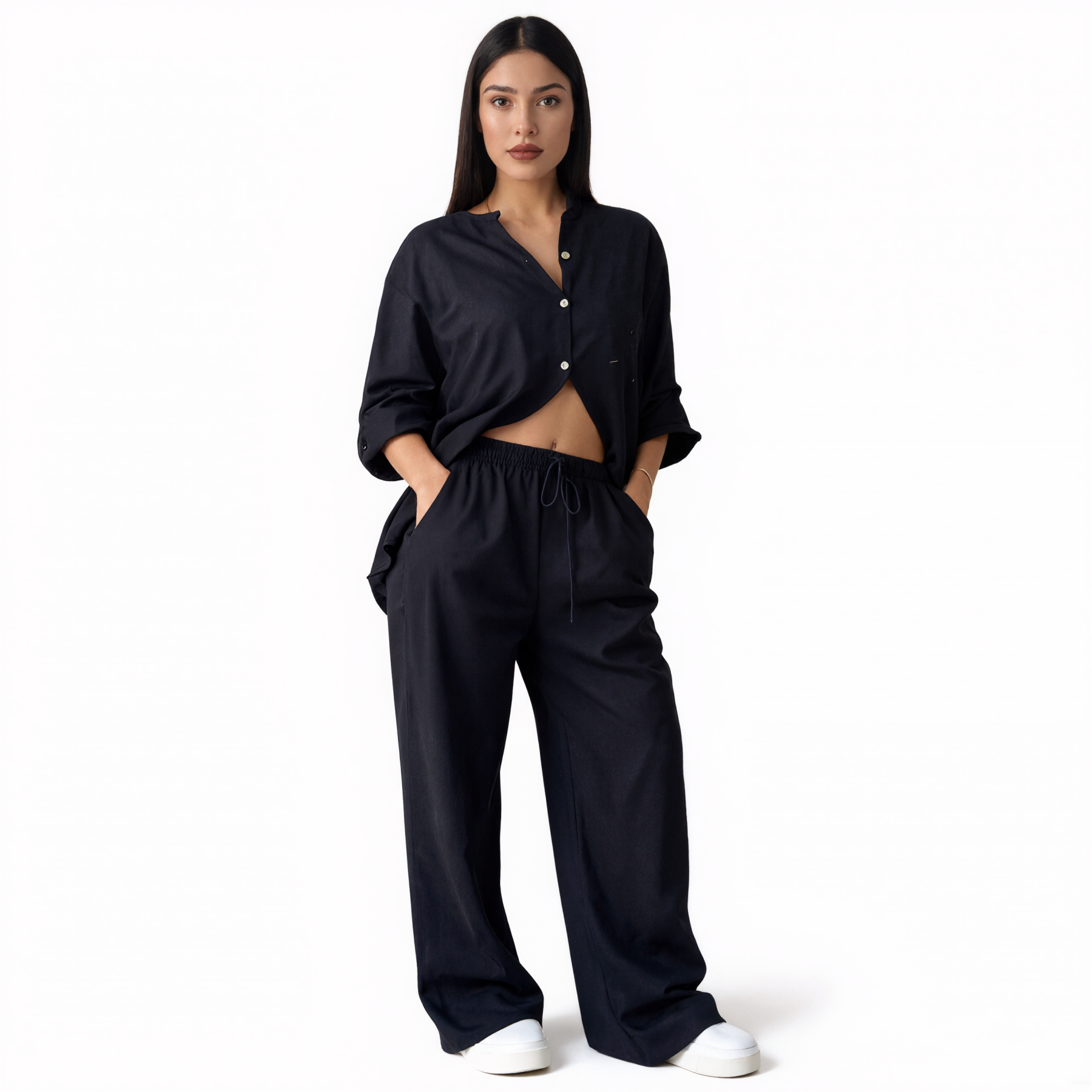 Women V Style Cotton and Linen Casual Suit