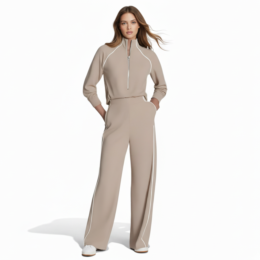 Sporty Pique Half Zip Front Jumpsuit