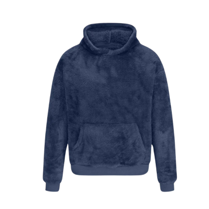 Plush Fleece Pullover With Kangaroo Pocket-Cozy Knit Sets