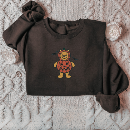 Winnie The Pooh Halloween Pumpkin Bear Printed Sweatshirt-Cozy Knit Sets