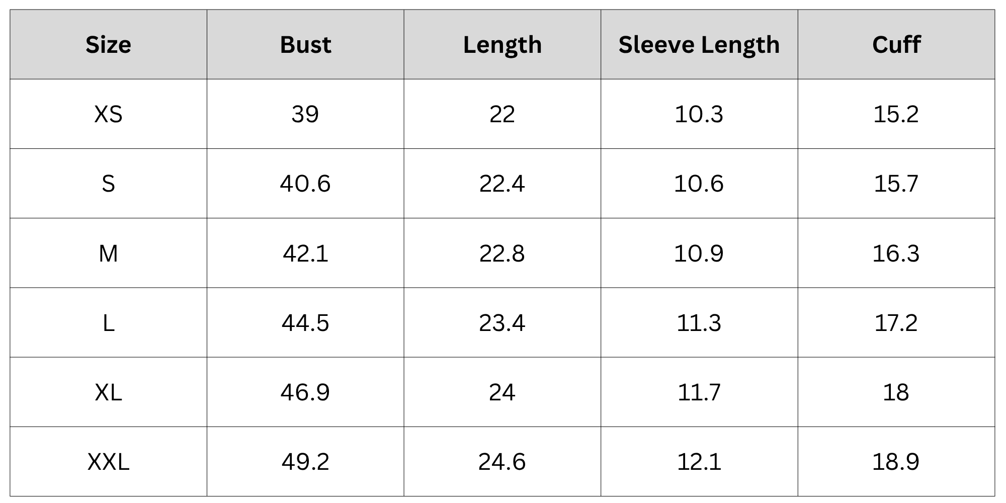 Size Chart
