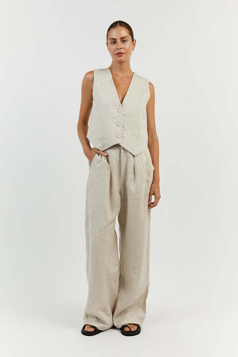 Sleeveless Linen Vest Pant Set-Cozy Knit Sets