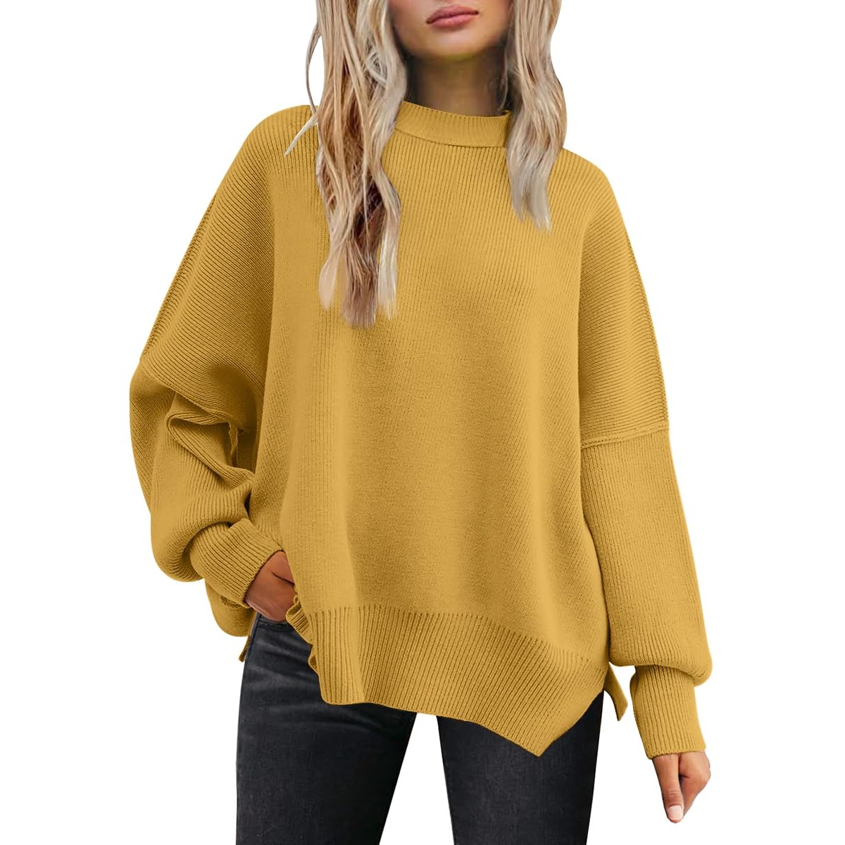 Oversized Knit Fashion Batwing Pullover Sweaters For Women