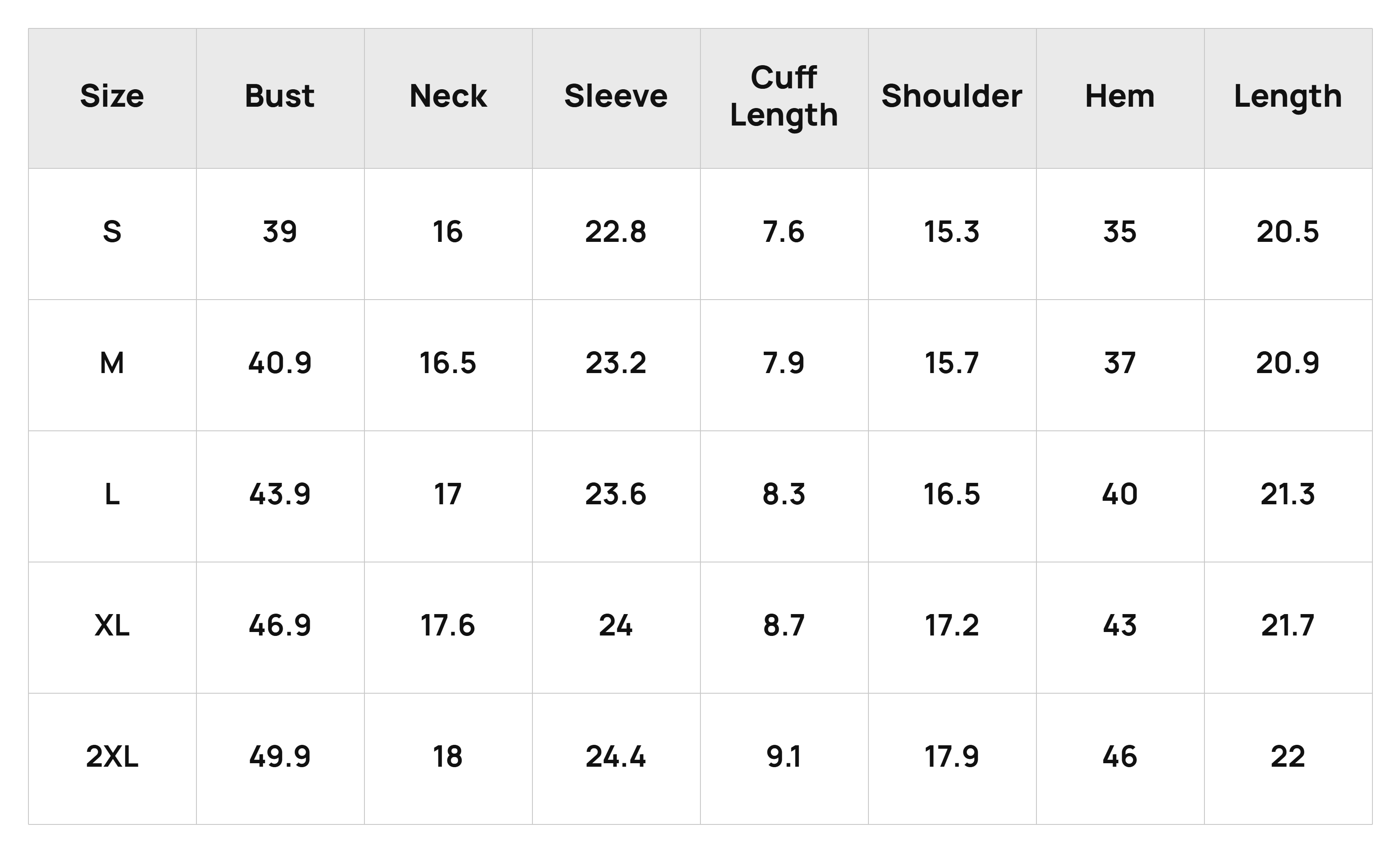 Size Chart