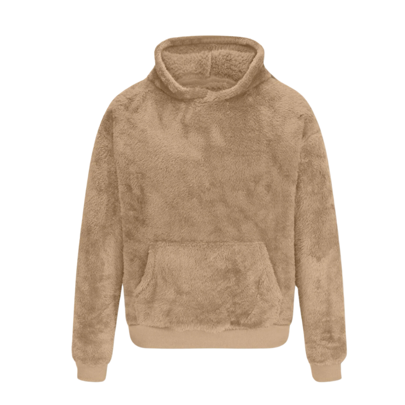 Plush Fleece Pullover With Kangaroo Pocket-Cozy Knit Sets