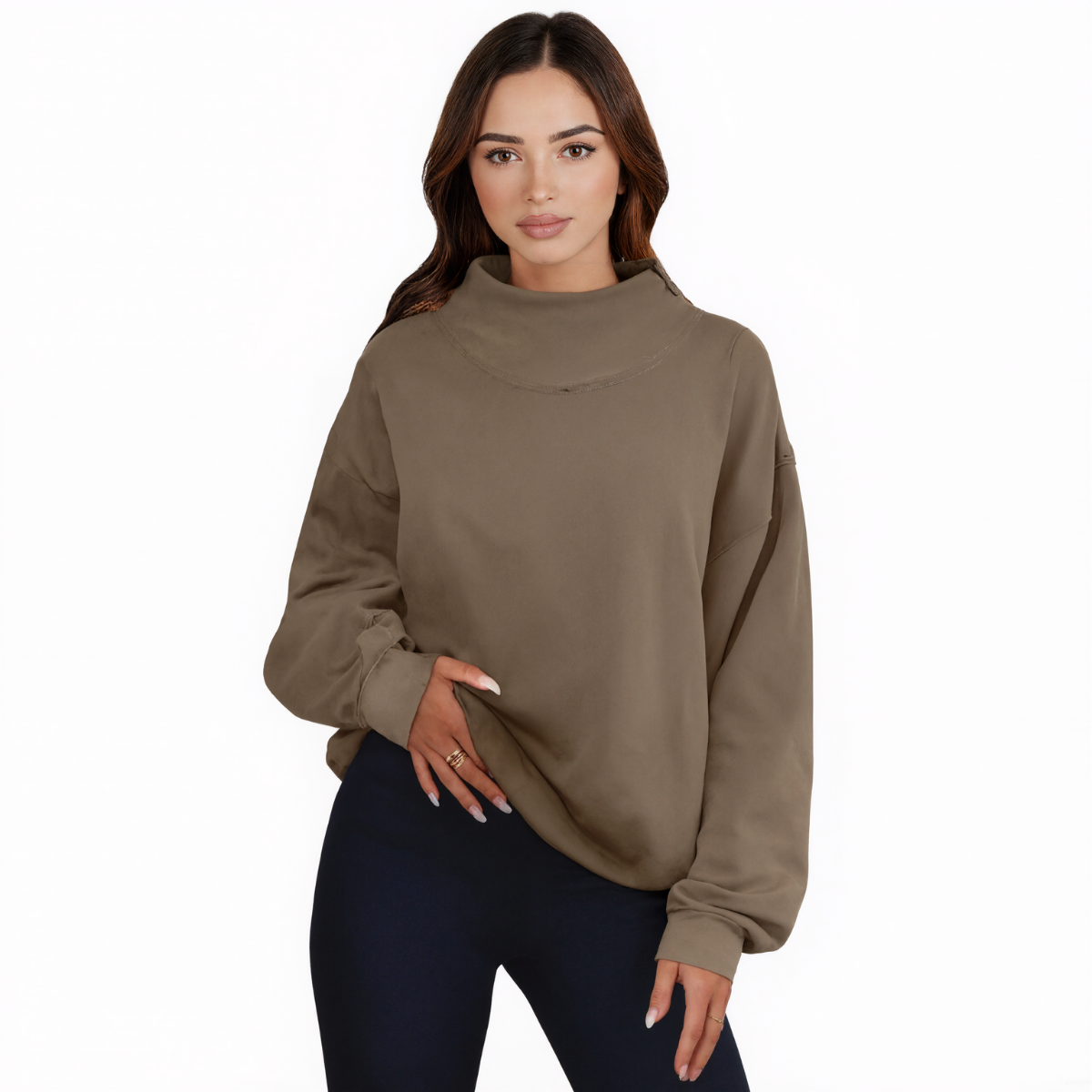 Women Oversized Turtleneck Pullover Sweatshirt