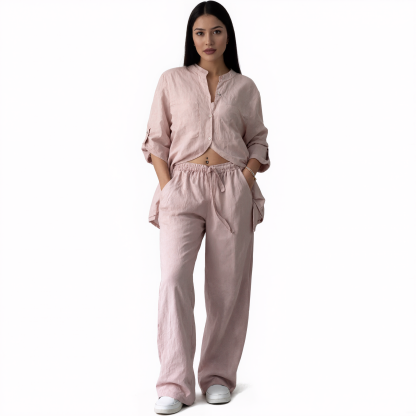 Women V Style Cotton and Linen Casual Suit
