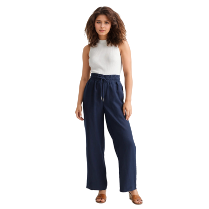 Women European Linen Wide Leg Pants