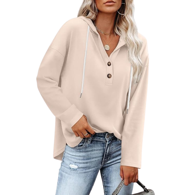 Womens Tops V Neck Button Sweatshirt For Women Pullover Long Sleeve