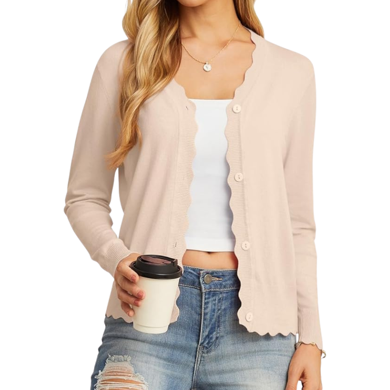 Womens Long Sleeve V Neck Button Down Cardigan Knit Shrugs Sweater