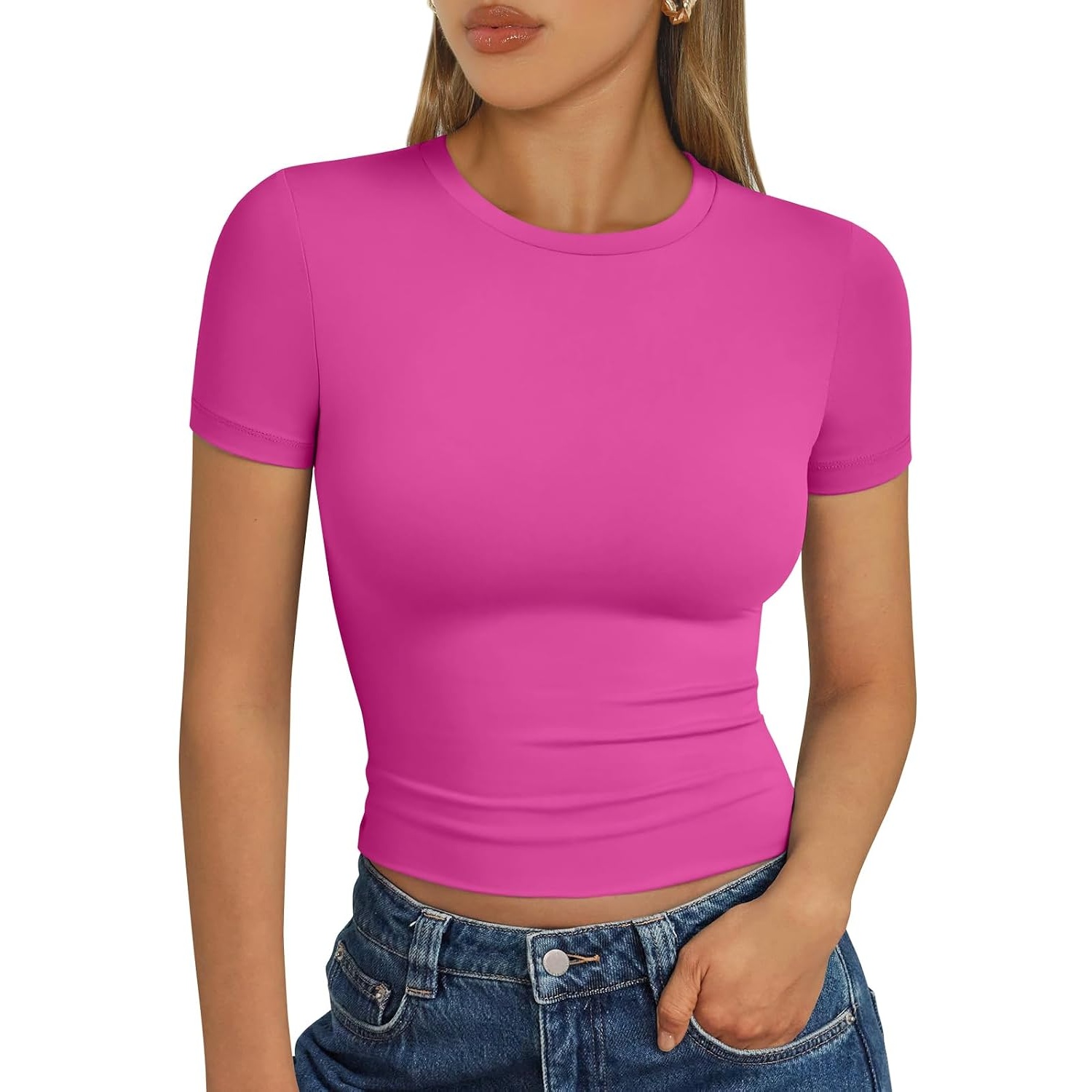 Casual Buttery Soft Short Sleeve T Shirt For Women