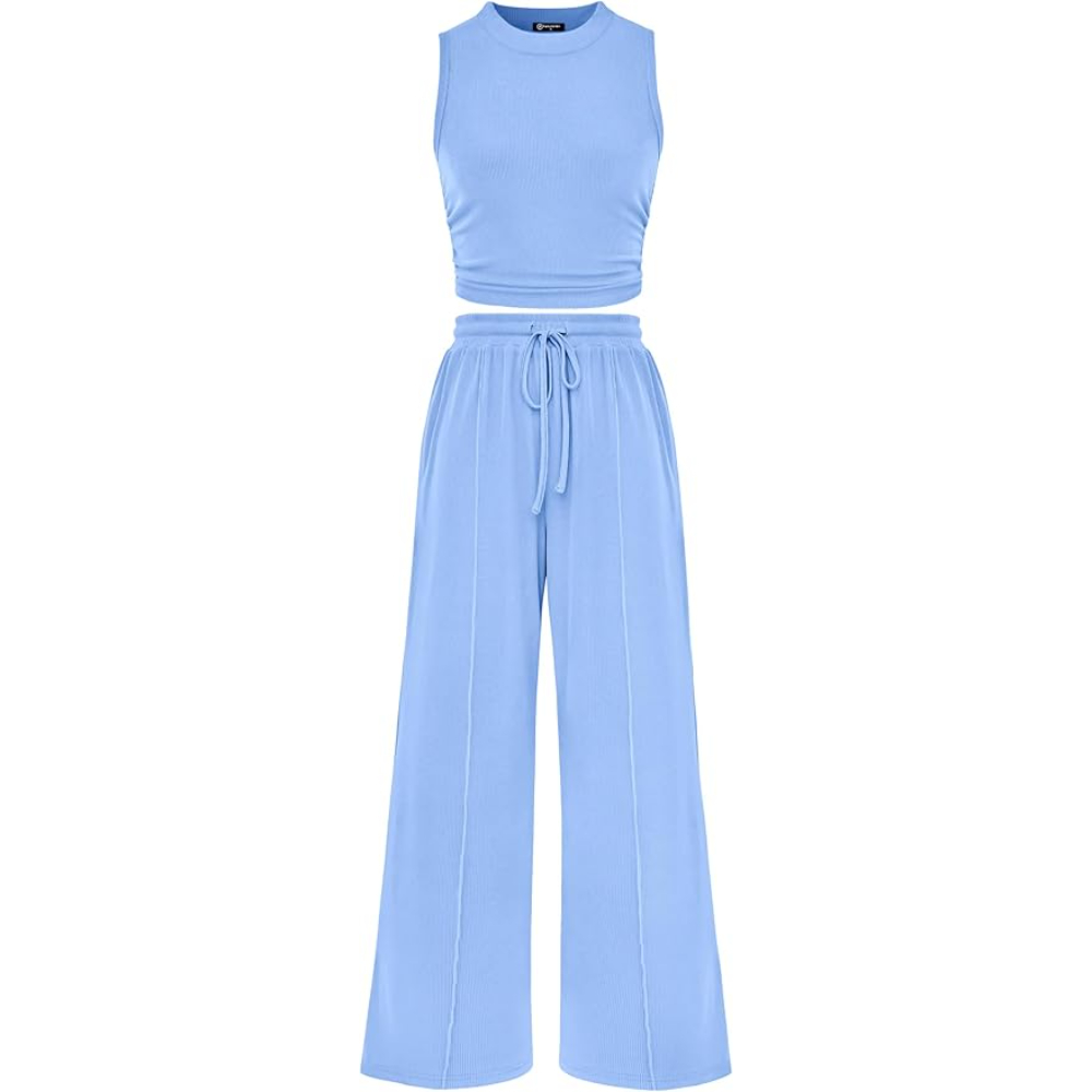 Sleeveless Tank Ribbed Travel Vacation Lounge Wear Outfits