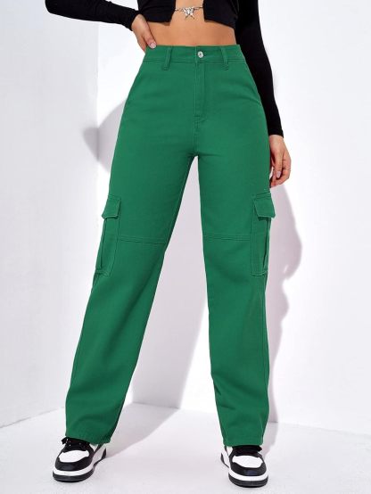 Casual Flap Pocket Denim Pant-Cozy Knit Sets