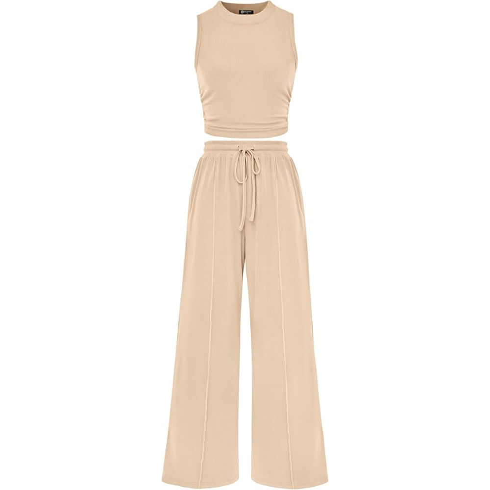 Sleeveless Tank Ribbed Travel Vacation Lounge Wear Outfits