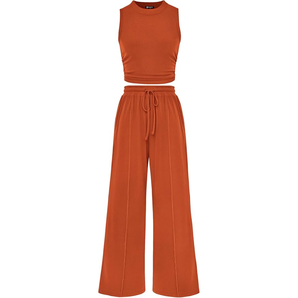 Sleeveless Tank Ribbed Travel Vacation Lounge Wear Outfits