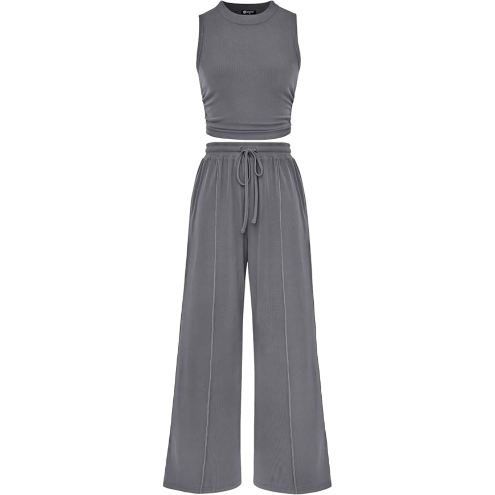 Sleeveless Tank Ribbed Travel Vacation Lounge Wear Outfits