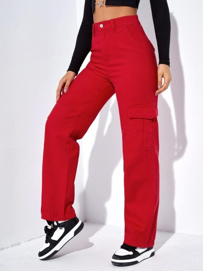 Casual Flap Pocket Denim Pant-Cozy Knit Sets