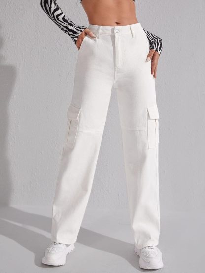 Casual Flap Pocket Denim Pant-Cozy Knit Sets