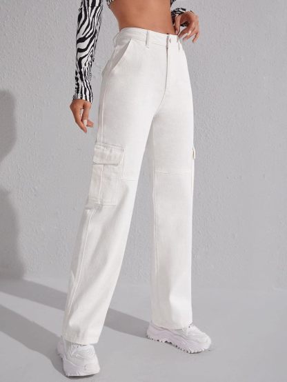 Casual Flap Pocket Denim Pant-Cozy Knit Sets