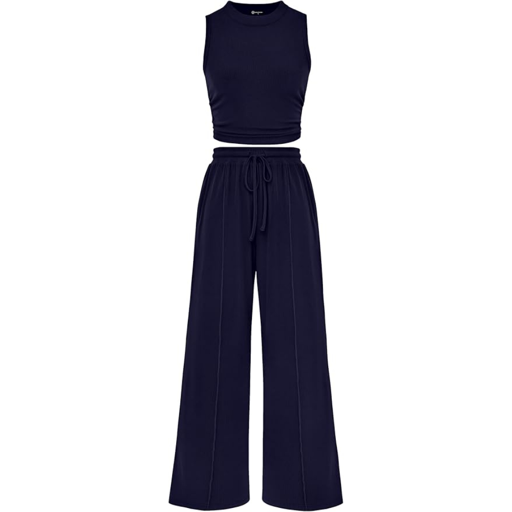 Sleeveless Tank Ribbed Travel Vacation Lounge Wear Outfits