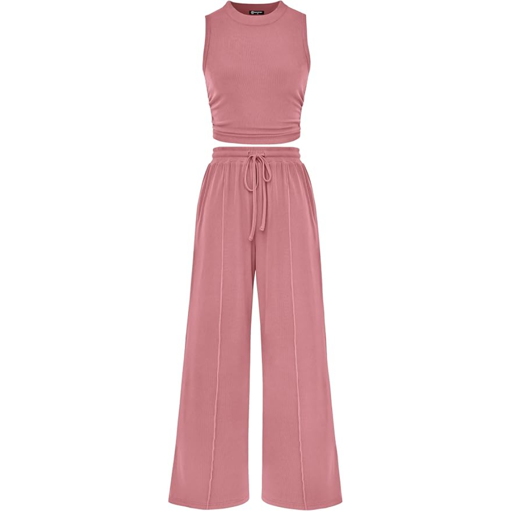 Sleeveless Tank Ribbed Travel Vacation Lounge Wear Outfits