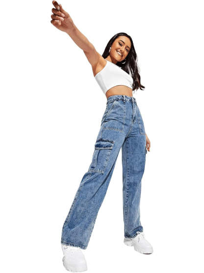 Flap Pocket Denim Jeans-Cozy Knit Sets