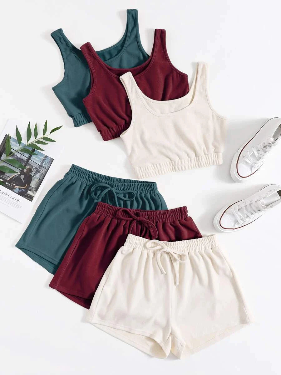 6 PIECES TIE WAIST LOUNGE SET