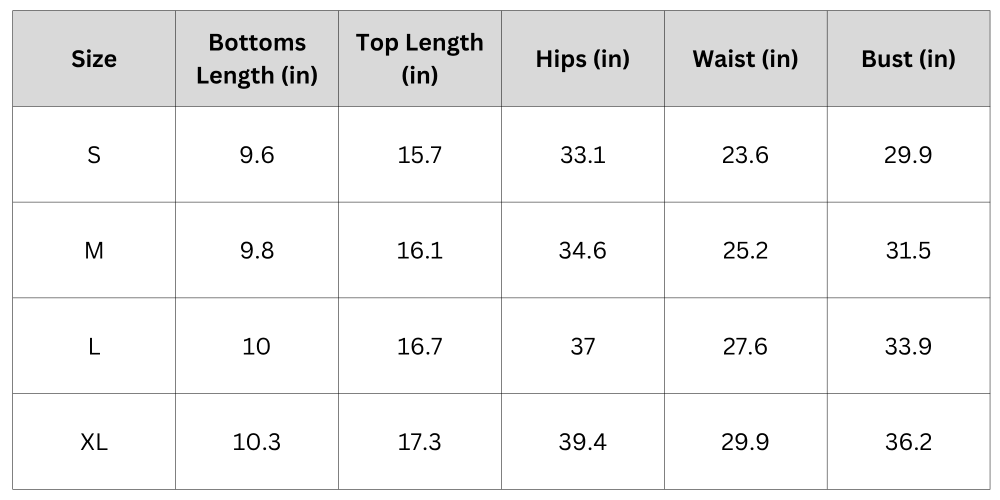Size Chart
