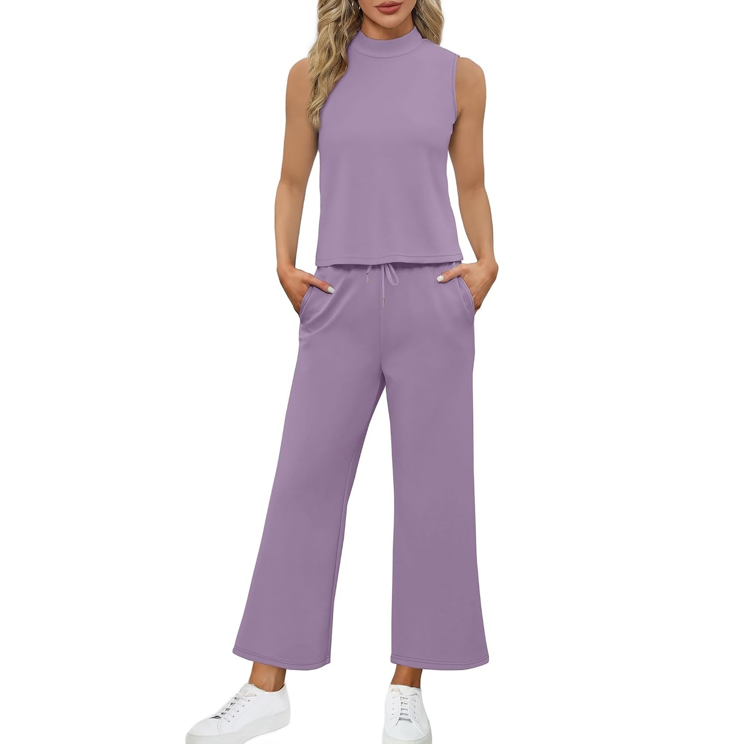 Vacation Two Piece Outfit Wide Leg Pants