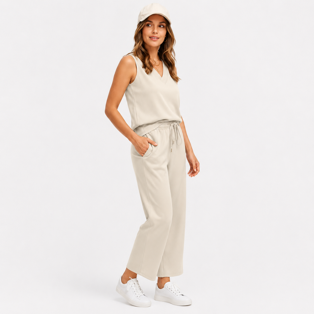 2 Piece Summer Outfits Matching Lounge Set Wide Leg Crop Pants For Women