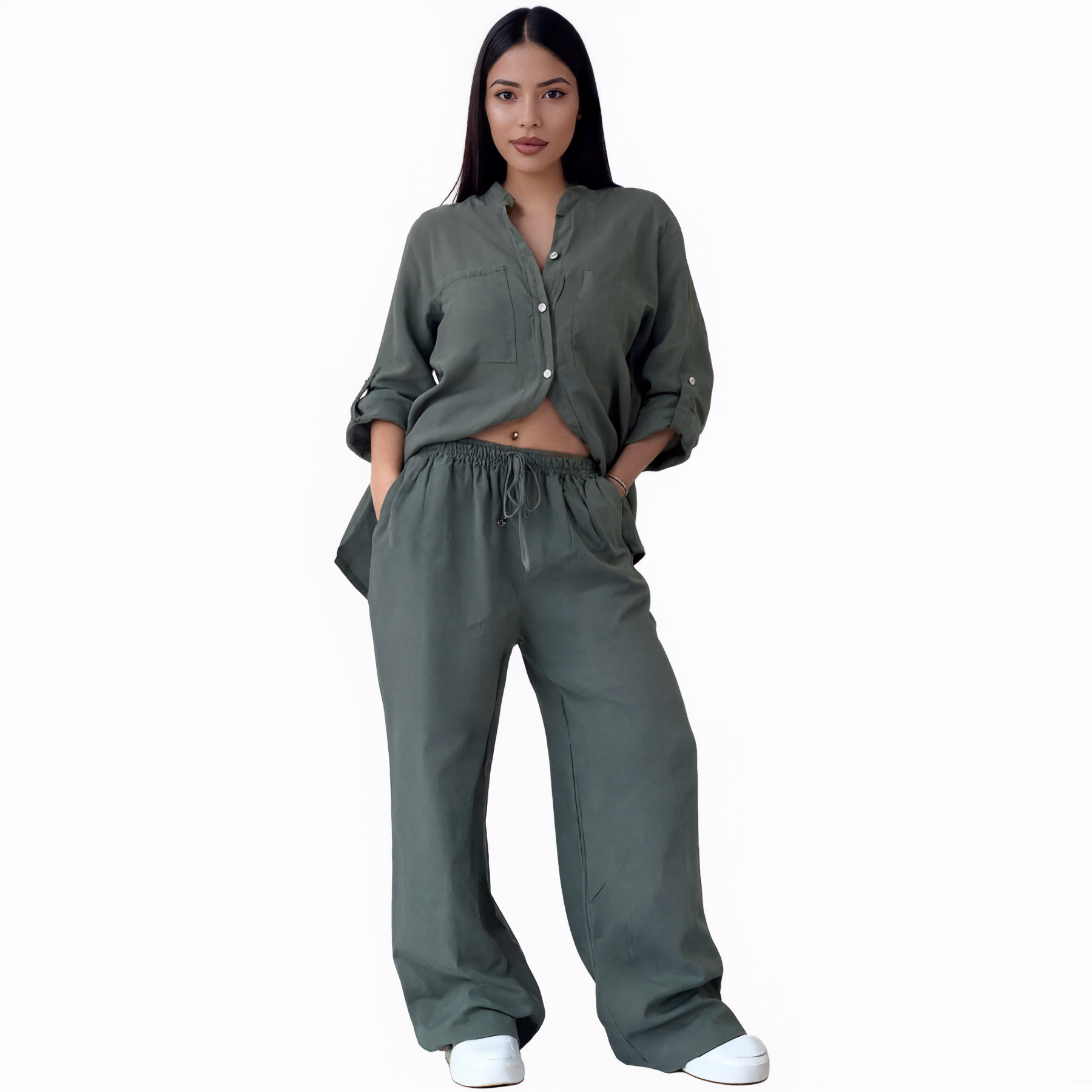 Women V Style Cotton and Linen Casual Suit