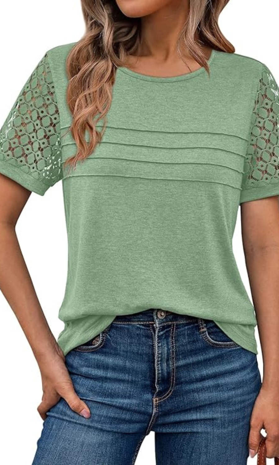 Lace Panel Casual Shirt With Soft Knit Material