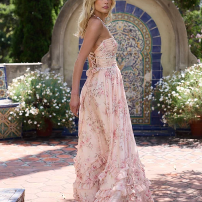 The Scarlette Dress In Peach Tapestry