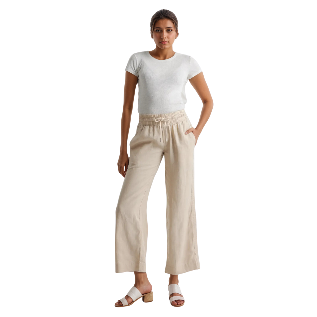 Women European Linen Wide Leg Pants
