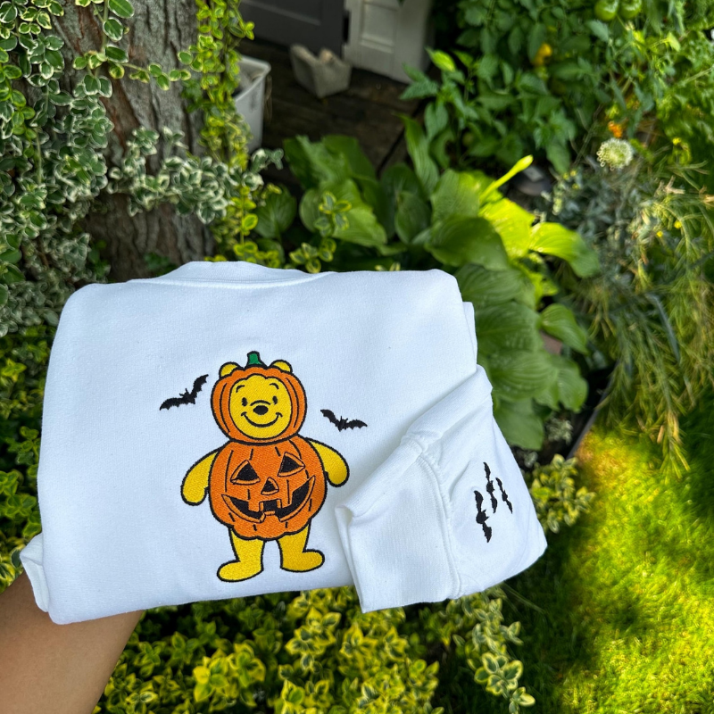 Winnie The Pooh Halloween Pumpkin Bear Printed Sweatshirt-Cozy Knit Sets
