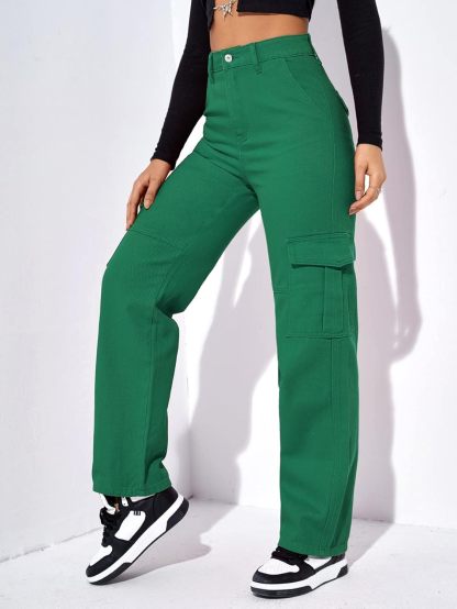 Casual Flap Pocket Denim Pant-Cozy Knit Sets