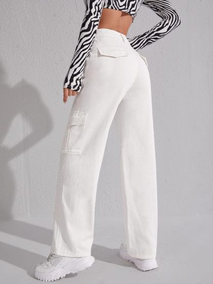 Casual Flap Pocket Denim Pant-Cozy Knit Sets