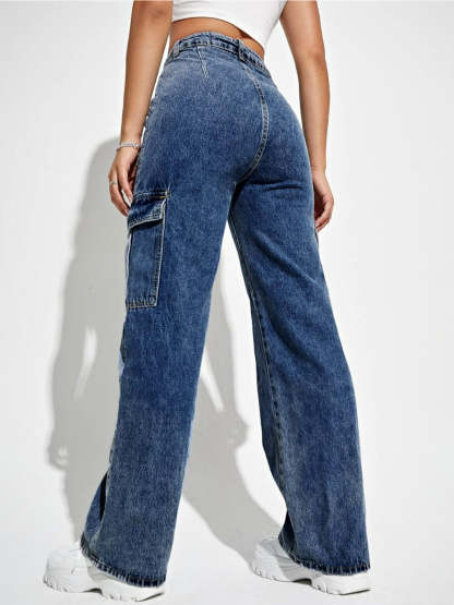 Flap Pocket Denim Jeans-Cozy Knit Sets