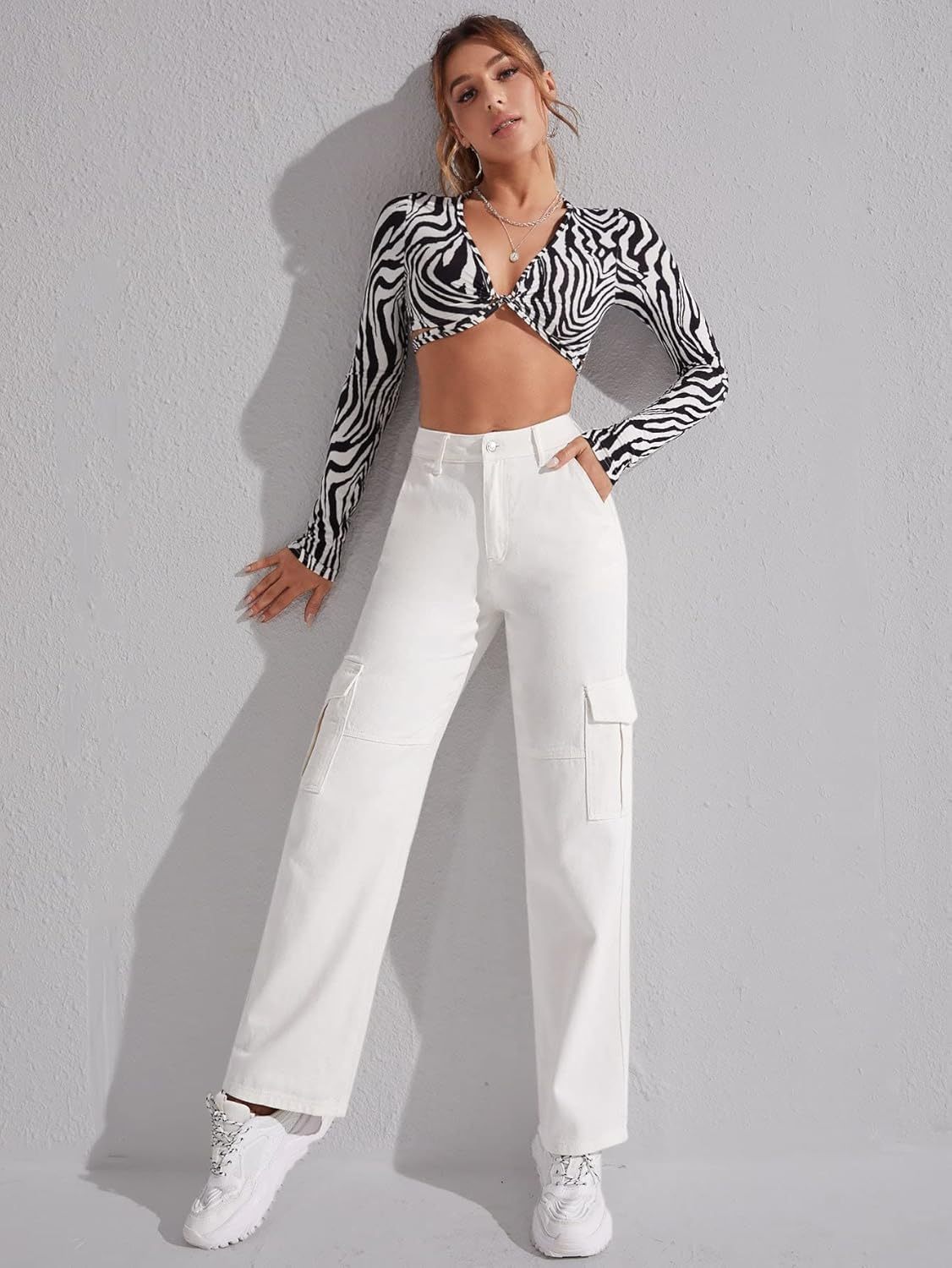 Casual Flap Pocket Denim Pant-Cozy Knit Sets