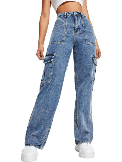 Flap Pocket Denim Jeans-Cozy Knit Sets